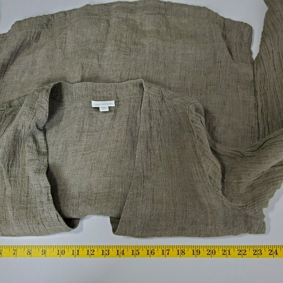 J. Jill Womens Cardigan Size L Tie Front Linen Pleat Sleeve Green Coverup Beachy - Picture 8 of 10